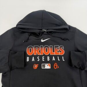 Nike Baltimore Orioles Baseball Dri Fit Small Hoodie Mens Black Orange